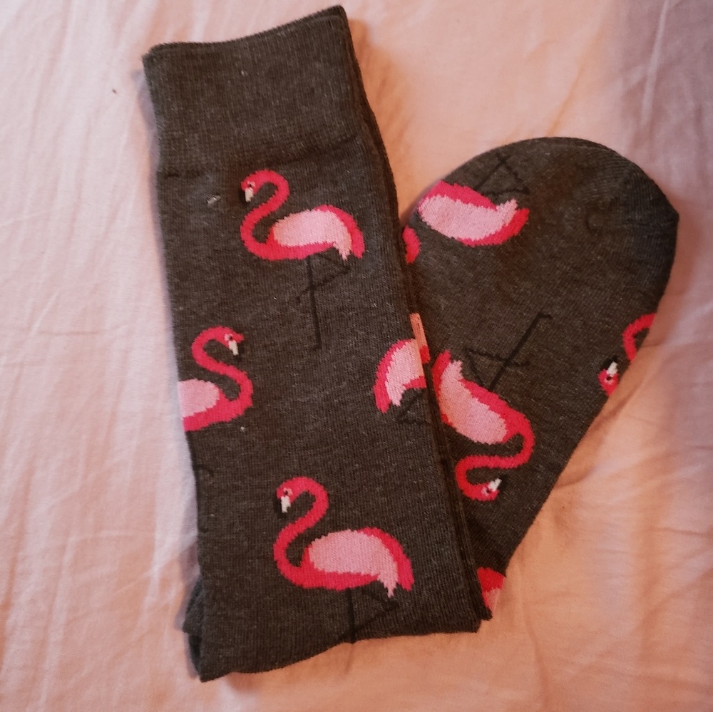 NWOT Men's Pink Flamingo Trouser Socks